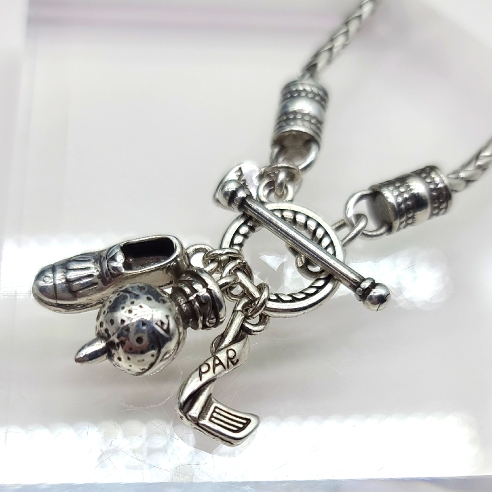 $48 NWOTS Brighton "Champion Golfer" 3 Charm Toggle Bracelet! Iconic 4 Golf Pros